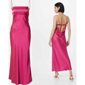 Abercrombie & Fitch Hot Pink Satin Midi Slip Dress